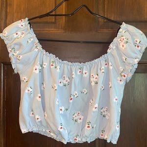 Forever 21 Blue Floral Crop Top